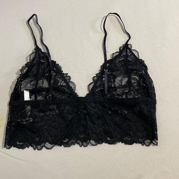 FREE PEOPLE Intimates Bralette Womens Everyday Lace Longline Black Size Small - Picture 6 of 13